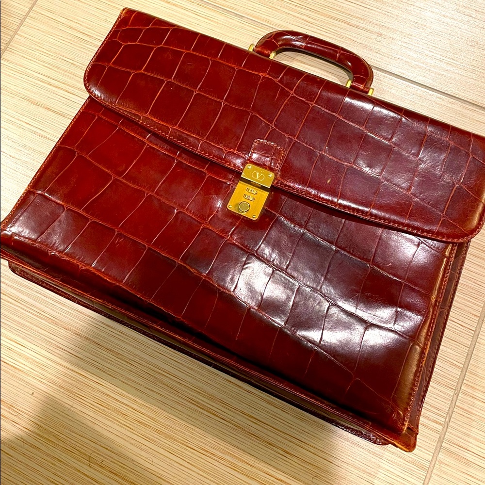 Rare Valentino Vintage Alligator Style Briefcase